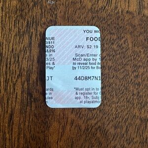 RARE 2025 McDonald’s Monopoly Piece - Severe Misprint - Collector’s Item